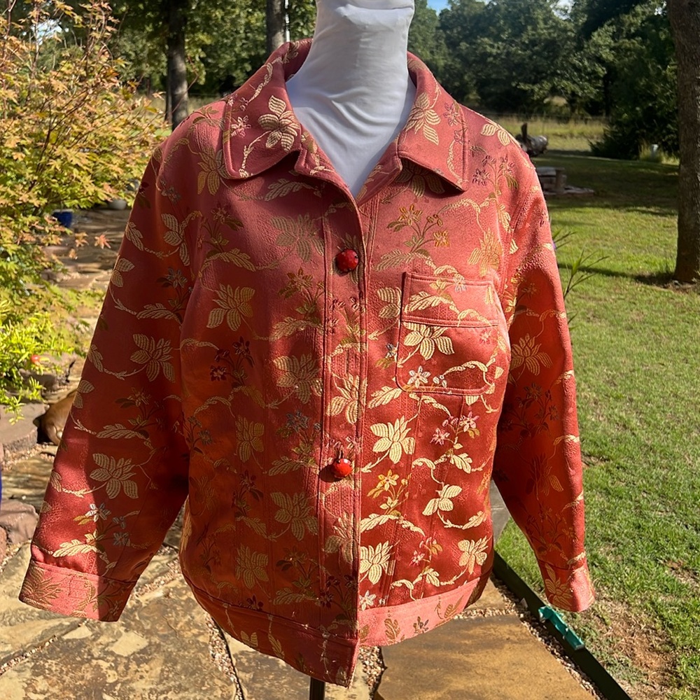 VINTAGE LIZ CLAIBORNE .. FLORAL PRINT MOTO JACKET …..547